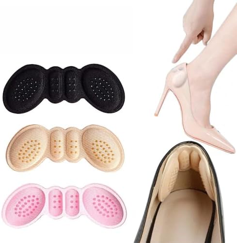 1Pair/3Pair/6Pair Heel Pads Self-Adhesive Cushion Protectors for Women,Anti-Chafing Foot Protectors for High Heels Shoes (2 Black+2 Pink+2 Beige)