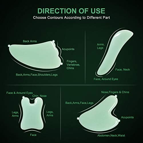 airogym Guasha Massage Tool，Natural Stone Gua Sha Board, 4PCS Guasha Stone Scraping Massage Sets for SPA Acupuncture Physical Therapy Muscle Knots Facial Caring Point Treatment Lymphatic Drainage