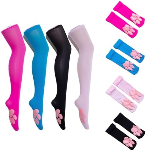 3D Cat Paw Pad Socks,Puffyed Pawpad Socks Thigh High Socks for Girls kids Women Cosplay Over The Knee Stockings