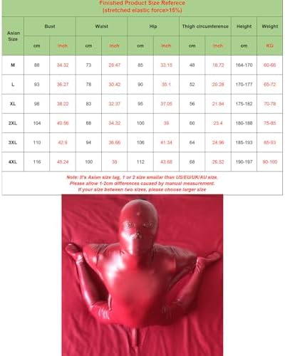 Men's Wetlook PU Leather Bodysuit with Sheath Back with Zipper Full Body Cat Suit with Gloves