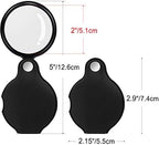 5PCS 10X Pocket Magnifying Glass Small Magnifying Glass with Black Rotating Protective for Reading, Books, Jewelry