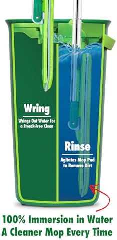 Libman Rinse 'n Wring Mop and Bucket System | Microfiber Floor Mop | Hardwood Floor Cleaner | Wet & Dry Mop | Clean & Dirty Water Chambers | Power Blades | 1 Total Microfiber Pad