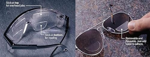 OPTX 20/20 Hydrotac Stick On Bifocal Lenses +1.50 Diopter | Magnifying Adhesive Reading Lenses | Sunglass Magnifier Add On | Reusable Design