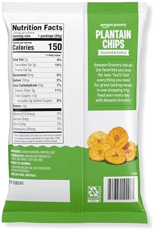 Amazon Grocery, Roasted & Salted Plantain Chips, 1 Oz, 36 Ct