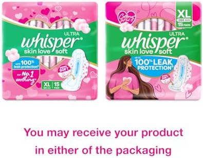 Whisper Ultra Soft Sanitary Pads - 15 Pieces (XL)