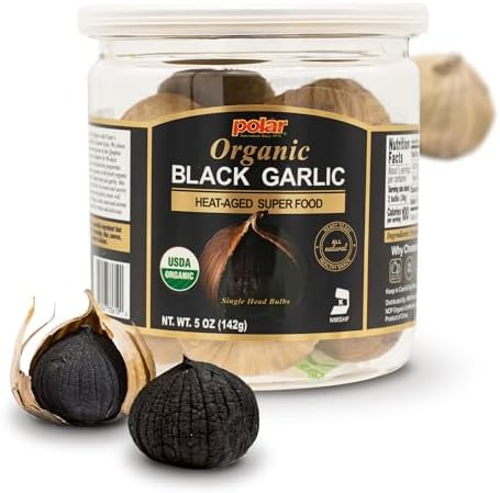 MW Polar USDA Organic Black Garlic 5 oz (Pack of 1), Whole Bulbs, Easy Peel, All Natural, Chemical Free, Kosher Friendly Ready to Eat Healthy Snack