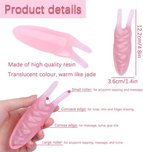 Portable Gua Sha Tool, Nose & Chin Shaper, Multifunctional Massager, Natural Pain Relief, Acupressure for Anxiety Migraine Muscle Pain or Other Pain/Stress Situations (Pink)