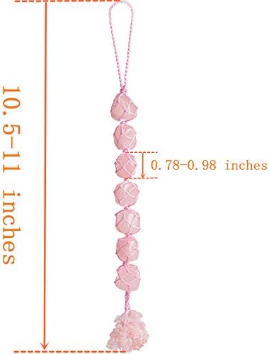 Healing Crystals Home Interior Decoration Car Hanging Ornaments Good Luck Home Decor for Reiki Healing Good Luck Feng Shui Decorations (Rose Quartz)