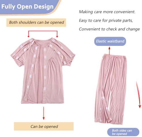 Women Tear Away Surgery Recovery Suit,Fully Open Disability Set,Paralyzed Bedridden Patient Clothing,Hospital Clothes for Fracture or Injuried Patients(Pink,M)