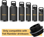 Bottle Adapter, Plastic Water Bottle Adapter Bottle Lid Adapter for Cirkul to Yeti Rambler 12 18 26 36 46 64 oz (Black)