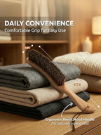 Lint Brush for Clothes with 100% Soft Horse Hair Bristle, Large Beech Wood Handle, Lint Remover for Hat, Pet Hair, Suits, Cashmere, Wool, Velvet, Suede, Shoe