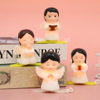 GANAZONO 12Pcs Mini Resin Pray Little Angel Fairy Cake Toppers Figurines Decorations Cherub Angel Statues Sculpture Outdoor Garden Decor