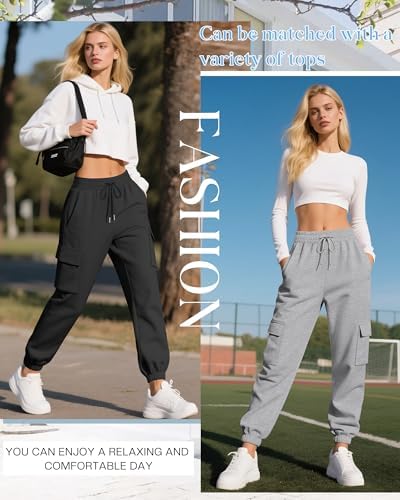 Neer 3 Pack Women's Cargo Sweatpants Joggers Pants Causal Gym Athletic Workout High Waist Bottom Y2k Fall Outfits with Pocket