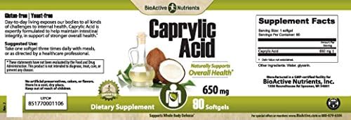 BIOACTIVE NUTRIENTS - Caprylic Acid - 600mg - 100 Softgels - Supplement for Gut and Digestive Health, GI Balance, Gastrointestinal Support, and Intestinal Health, Gluten Free