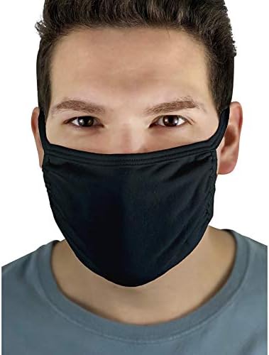 Fruit Of The Loom Unisex Reusable Cotton Face Cover - 5 Pack, Black (Black)