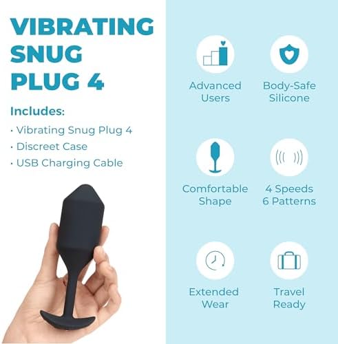 b-Vibe Vibrating Snug Plug 1 - Butt Plugs, Adult Sex Toys Anal Toys for Couples, Anal Training, and Sexual Stimulation Device|Black X-Large