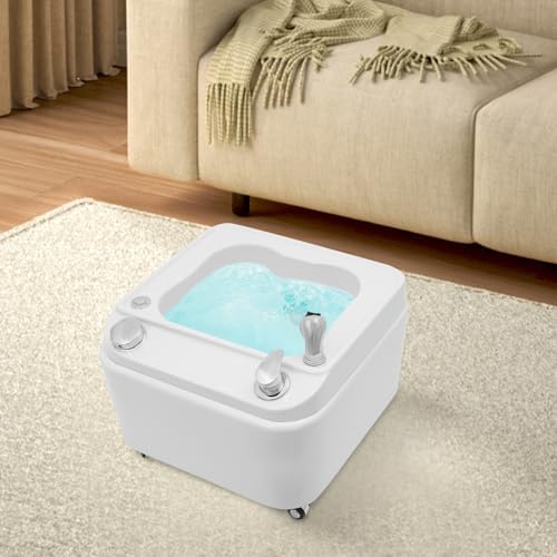 Pedicure Foot Spa Bathtub, Acrylic Square Pedicure Bowl with 7-Color LED Lights, Heating/Cooling Modes & Massage Rollers, Portable Foot Bath Tub for Homes, Beauty Stores, Hotels, Spas