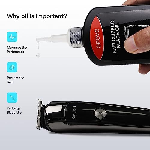 Opove Premium Hair Clipper Blade Lubricating Oil for Clippers, Trimmers, Groomers, Rust Prevention, 4.05oz/120ml, 1 Pack with Clean Brushes