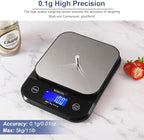 BOMATA Waterproof Kitchen Scale, 0.1g/0.01oz High Precision, 5kg/11lb, Washable, USB Rechargeable, Digital Scale for Food,Cooking, Baking, Weight Loss, Grey