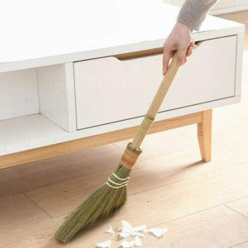 Natural Strew Broom Floor Hair Fur Brush Bamboo Handle Indoor Sweeping Brush