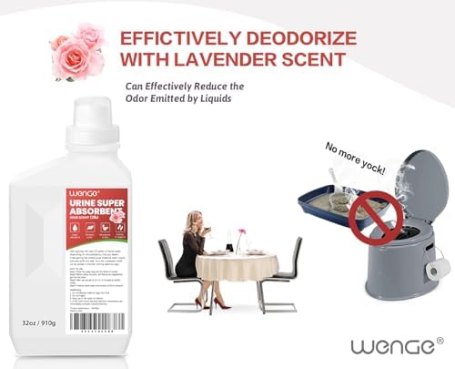 Wenge Urine Super Absorbent, Solidifier - 180 Use Pre Poo gel for Toilet, Porta Potty Chemicals, Eco Absorbent Liquid Waste Gelling and Deodorizing Powder (Pink Rose Scent)