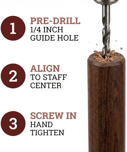 VILLCASE Cane Walking Stick Handle Grip, Solid Wooden Walk Cane Handle Replacement, Screw in Vintage Knob for Climbing Trekking Crooked Supply