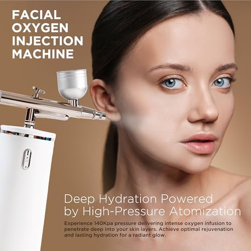Facial Oxygen Spray Machine - Rechargeable Handheld High Pressure Facial Micro-Nano Mist Injector Sprayer - Portable Cordless Spray Gun Compressor Nano Facial Steamer