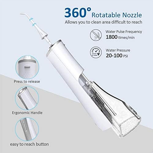Cordless Water Dental Flosser, Portable Oral Irrigator for Teeth, Braces, Rechargeable & IPX7 Waterproof Teeth Cleaner for Home Travel