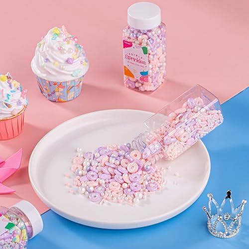 Donut Sprinkles Mix | Pink Purple Romantic | Sprinkles for Cake Decorating | Cupcake Toppers | Ice Cream | Cookie | Fancy Candy | 3.52oz