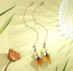 DUQGUHO Crystal Pendulums Citrine Healing Crystal Quartz Pendulum Spiritual Hexagonal Pointed Cone Resin Pendants Accessories Divination Dowsing Tools 1PC