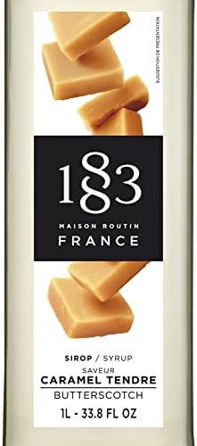 1883 Butterscotch Syrup for Drinks, Made in France, 1 Liter Plastic Bottle