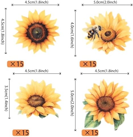 60 PCS Edible Sunflower Cupcake Toppers Wafer Paper Sunflower Cupcake Picks Edible Flower Party Decorations for Baby Shower Sunflowers Birthday Party Cake Toppers Food Decorations Supplies
