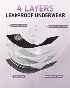 Womens Period Underwear Heavy Flow Menstrual Period Panties Leak-Proof Hipster Panty for Female Teens Girls 3 Pack