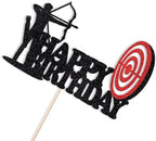 Glitter Archery Cake Topper,Happy Birthday Cake Decorations,Bow Arrow Hunting Birthday Birthday Party Supplies