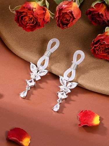 DJCIW Fake Nipple Rings for Women,10 Styles Adjustable Non Piercing Nipple Jewelry with Silicone Loop – Rose, Heart, Butterfly & Rhinestone Dangle Faux Nipple Piercings for Daily Wear