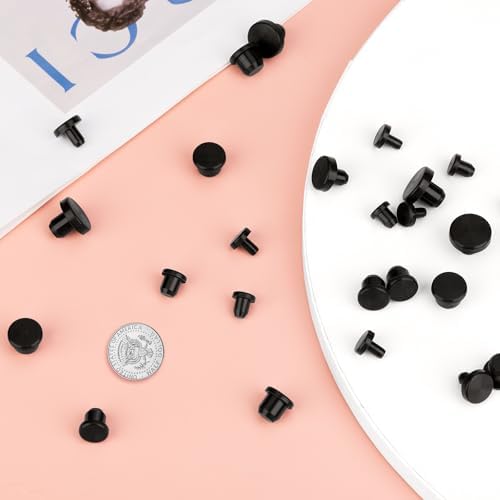90 Pcs Silicone Rubber Hole Plugs - Assorted Sizes 4-9.5mm, Durable Round Rubber Stopper Plugs for Holes, Waterproof Black Silicone Plugs Set for Bottles, Pipes, and Test Tubes (90)