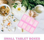 5pcs Portable 8-Compartment Rose Tablet Organizer Box, Compact Daily Medicine Case with Lid, Household Medicine Storage Container for Travel and Home Use