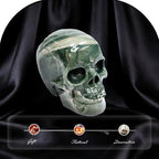 Top Natural Crystal Skull Head Sculptures & Statue,Unique Halloween Skull Gifts for Men & Women, Healing Crystal Gifts & Decor, Chakra Crystals and Healing Stones, Skull Decor (Nine Dragon Jade)