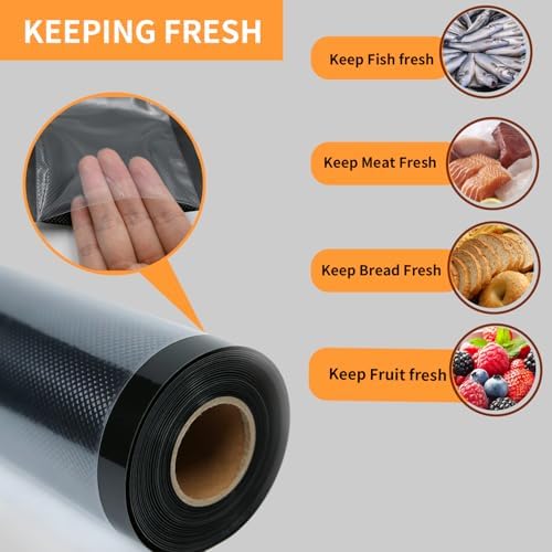 11" x 50' Vacuum Seal Bags Roll Black Clear 5 Mil Commerical Grade Food Saver Bag for Sous Vide, Meal Prep, Long-Term Freshness