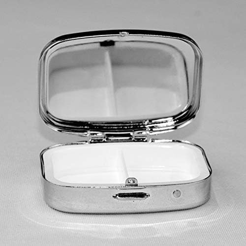 Pill Box 2 Compartment Metal Medicine Pill Organizer Billiard Pill Case for Purse or Pocket Cute Mini Portable Pill Holder Travel Pill Container to Hold Supplements, Vitamins, Fish Oil
