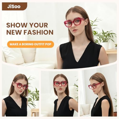 JiSoo Oversized Cat Eye Reading Glasses for Women Funky Cute Readers for Women, Designer Stylish Reading Glasses
