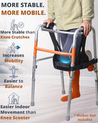 Walker Knee Sling, Adjustable Knee Rest with Padding for Surgery Recovery, Alternative to Crutches & Knee Scooters for Non Weight Bearing, Walker Accessories for Ankle/Foot Injuries