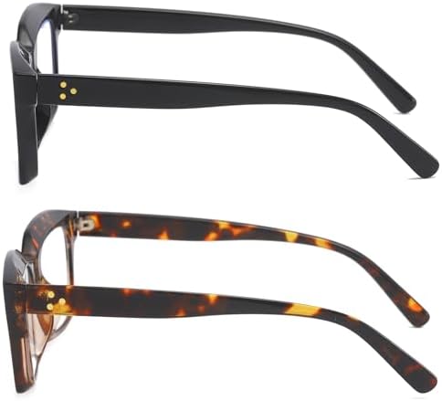 REAVEE 2 Pack Oprah Style Oversized Reading Glasses for Women Men Blue Light Blocking, Ladies Stylish Retro Square Large Computer Readers (Black/Leopard 1.5x)