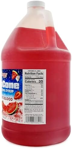 Snappy Tigers Blood Sno Cone Syrup, 1 Gallon (128 ounces) Size, Ready to Use For Snow Cone Machines, Flavored Syrup for Shaved Ice, 14 Snow Cone Flavor Options
