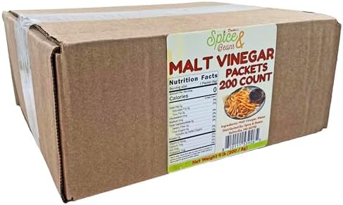 Malt Vinegar | 4 Gram Portion Control Packets | By Dasher's Spice & Beans | 200 Count