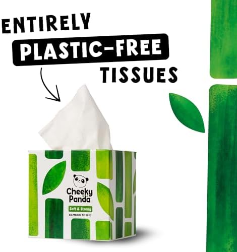 The Cheeky Panda Bamboo Facial Tissues Boxes | 12 x Tissue Boxes | Soft 3 Ply Bamboo Tissue Paper Bulk | Sustainable Tissues Cube Box