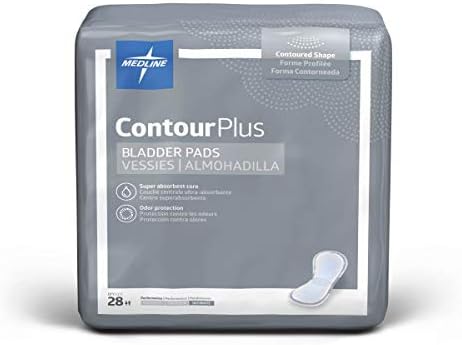 Medline ContourPlus Bladder Control Pads, Ultimate Absorbency, 8 x 17 Inches, Bag of 28