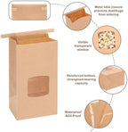 Moretoes 100pcs Small Bakery Cookie Bags with Window, Brown Kraft Paper Bags for Homemade Bread Cookie, 3.5x2.2x6.7in Tin Tie Tab