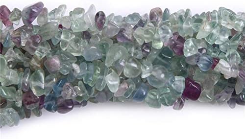 HAAMIIQII 5-8mm Natural Fluorite Chips Beads Irregular Chip Stones Loose Gemstone Beads Energy Healing Beads for Jewelry Making Strand 30 Inch