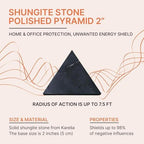 Authentic Shungite Pyramid Polished 2" (5cm), Premium Protection Crystals for House & Office,Karelian Black Stone Energy Pyramid for Root Chakra Meditation, Grounding & Negative Energy Blocker